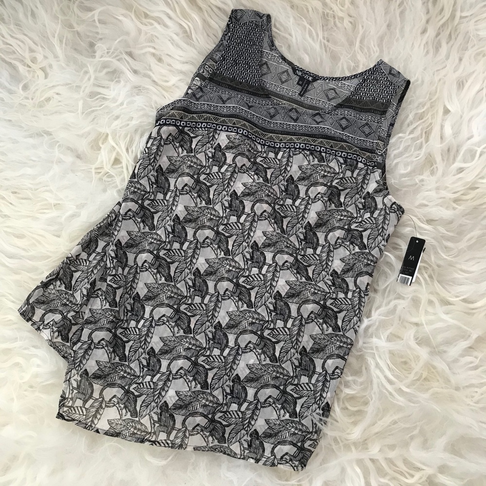NIC + ZOE Mirrored Monkeys Chiffon Printed Blouse - Picture 3 of 8